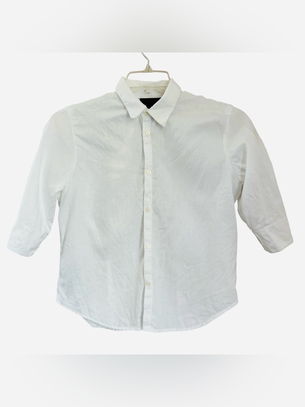Lauren Ralph Lauren Vtg 100% Linen Shirt Women’s M White 90’s Preppy 3/4 Sleeve